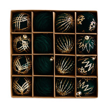 Set of 16 Stylish Christmas Tree Baubles Pendant-dark green