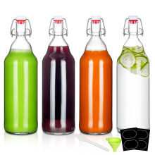 32 oz Clear Swing Glass Bottles with Airtight Leakproof Seal for Home Brewing and Fermentation 4 Pack