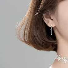 Dangle Earrings for Women, 925 Silver Material Cubic Zirconia Teardrop Chain Drop Earrings with Sparkly CZ Stones, Hypoallergenic Elegant Zircon Drop