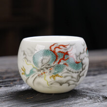 Porcelain Tea Cup 150ml Chinese Zodiac Dragon White Jade Dehua Teacup for Tea Ceremony