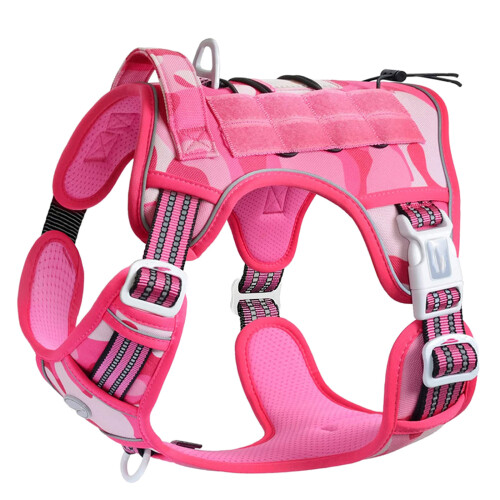 Dog Vest Adjustable Training Harness for-pink camouflage S
