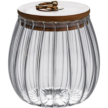 Recipient decorativ elegant, borcane din sticlă borosilicată cu capac etanș pentru depozitare, design cu textură de petale, mâner metalic pentru