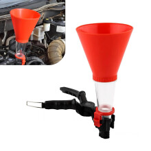 Fuel Funnel with SelfLocking Leakproof Seal and Transparent Tube, Universal for Cars (Red)