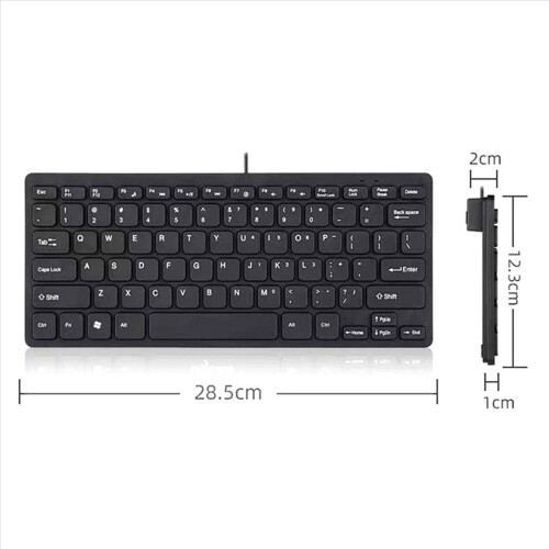 5X Compact Wired Keyboard USB - Ultra-Thin Keyboard for PC Mini Gaming Keyboard Black 1