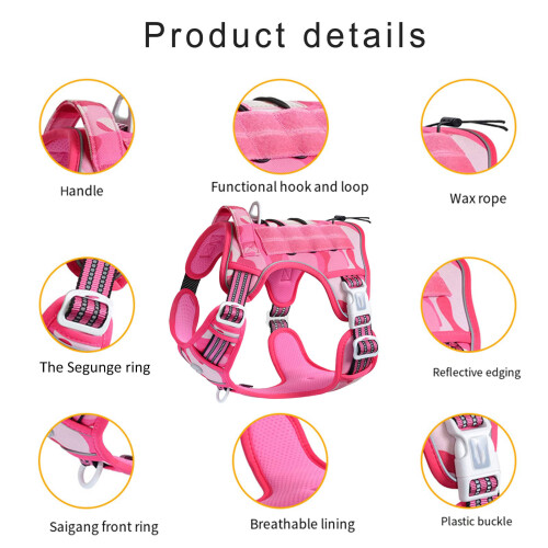 Dog Vest Adjustable Training Harness for-pink camouflage S 1