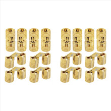 16Pcs 10 mm Hidden Brass Hinges,180 Degree Opening Angle Concealed Furniture Hinges