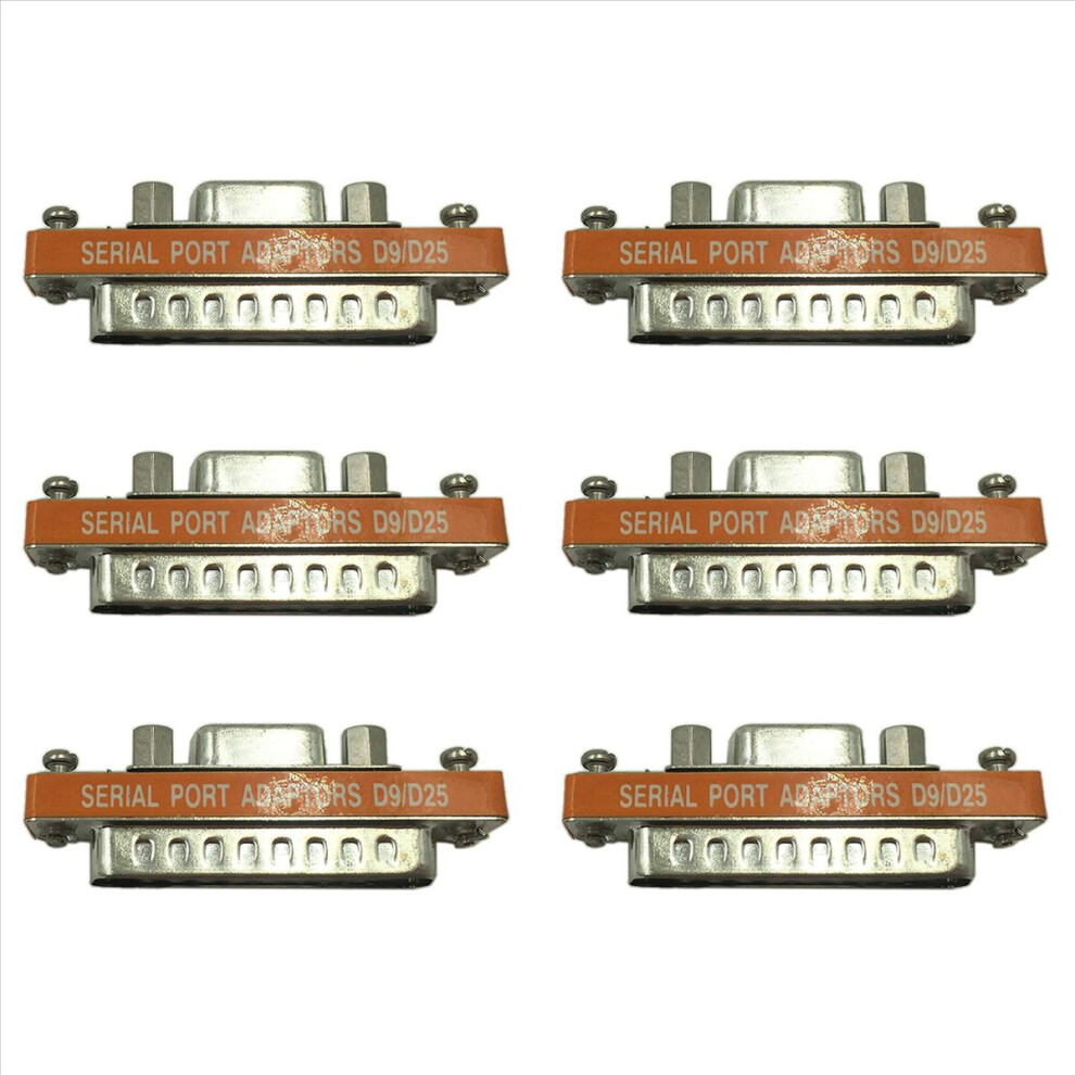 6X Db9 Female To Db25 Male Mini Serial Port Cable Adapter Gender Changer 4852070724470