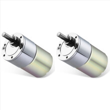 2x DC 12V 100RPM Getriebemotor, hohes Drehmoment, elektrischer Mini-Getriebemotor mit exzentrischer Abtriebswelle (37 mm)