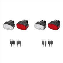 2x USB oplaadbare fietsverlichtingsset, krachtige LED-voor- en achterverlichting voor fietsen, waterdichte fietszaklamp