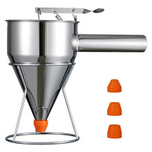 40oz Stainless Steel Pancake Batter Dispenser with 4 Nozzles for Mess Breakfast Baking