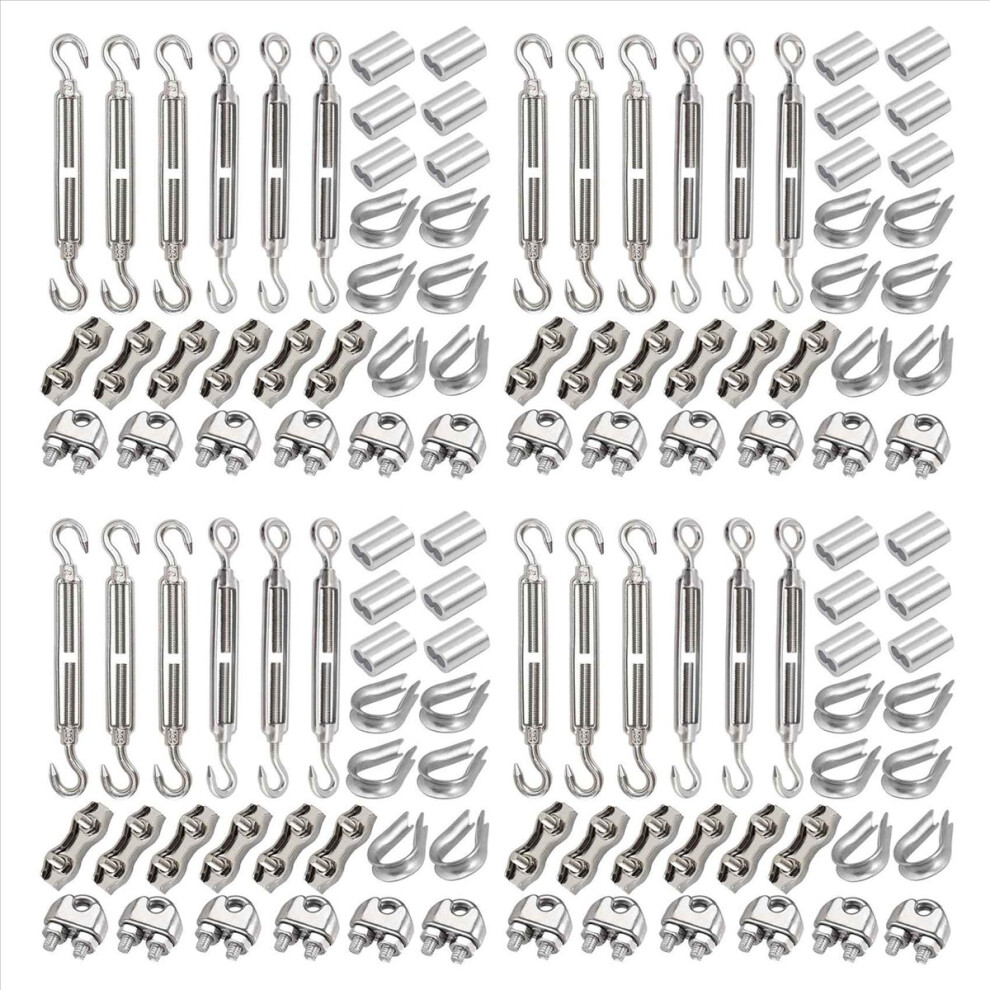 120 Turnbuckle M5 Wire Tensioner Set With Turnbuckle Wire Rope Clamp Thimbles Clamp For Tightening 4852070722704
