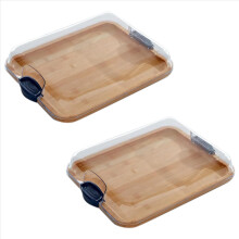 2X Cutting Board with Built-in Compartments and Clear Locking Lid with Handles, Perfect for Charcuterie, Snacks