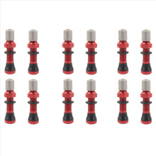 Válvula de aire sin cámara de 6 pares de 40 mm para bicicleta de carretera y vástago de válvula sin cámara, base universal Schrader de 10 mm