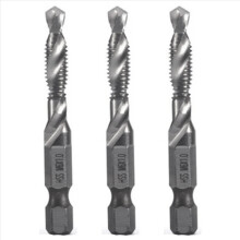3 stuks M6X1.0mm Snelstaal 4341 Titanium geplateerd composiet tapboor en tap Geïntegreerde machinetap Open