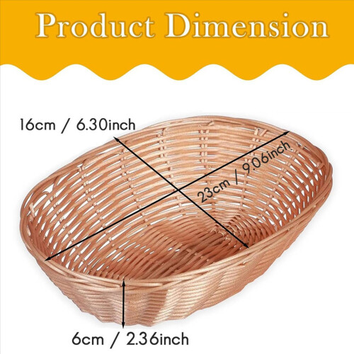 24 Pack Plastic Oval Basket, Empty Bread Basket Food Storage Basket Bulk,Plastic Wicker Baskets Bin for Kitchen Serving 1