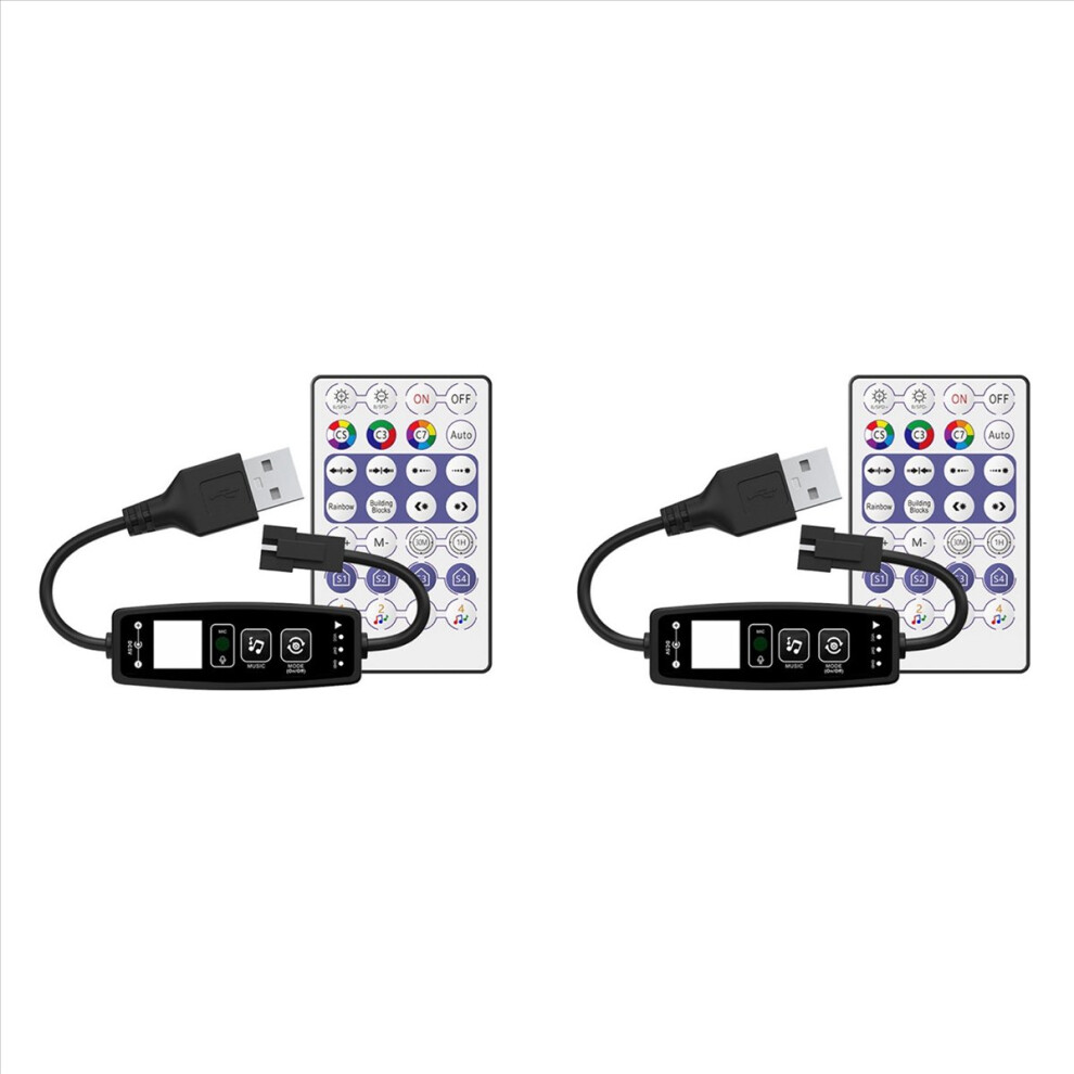 2X Ws2811 Ws2812b Led Controller Bluetooth Music 28Keys Remote Control For Individual Addressable Rgb Strip Usb 5V Light 4852070733212