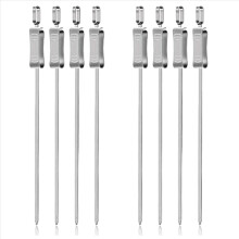 Stainless Steel Kabob Skewers for Grilling, 16-Inch Metal Skewers with Slider for Safe & Easy BBQ, 8-Piece