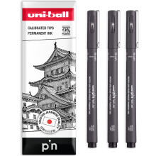 (Brush, Dark Grey) uni-ball PIN Fineliner Technical Drawing Pens - Set of 3