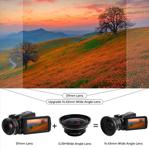3 επαγγελματικοί φακοί Macro 37mm+72mm ευρυγώνιοι 0.39X Full HD για βιντεοκάμερα 4K 2