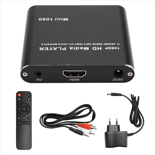 Reprodutor multimídia com 2 HDDs MKV 264, Full HD 1080p, USB, compatível com SD, TV Box, RMVB e WMV, plugue europeu. 2