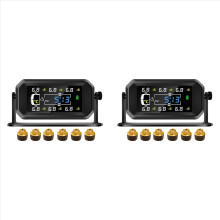 2X RV Truck TPMS 6 Wielen Sensor Zonne-energie Bandenspanningscontrolesysteem Temperatuurklok Luchtdrukweergave Alarm B