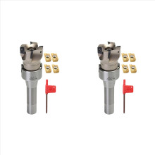 2 fresas de topo faceadas R8 Fmb22 com eixo 400R de 50 mm + 8 insertos de metal duro ApMT1604