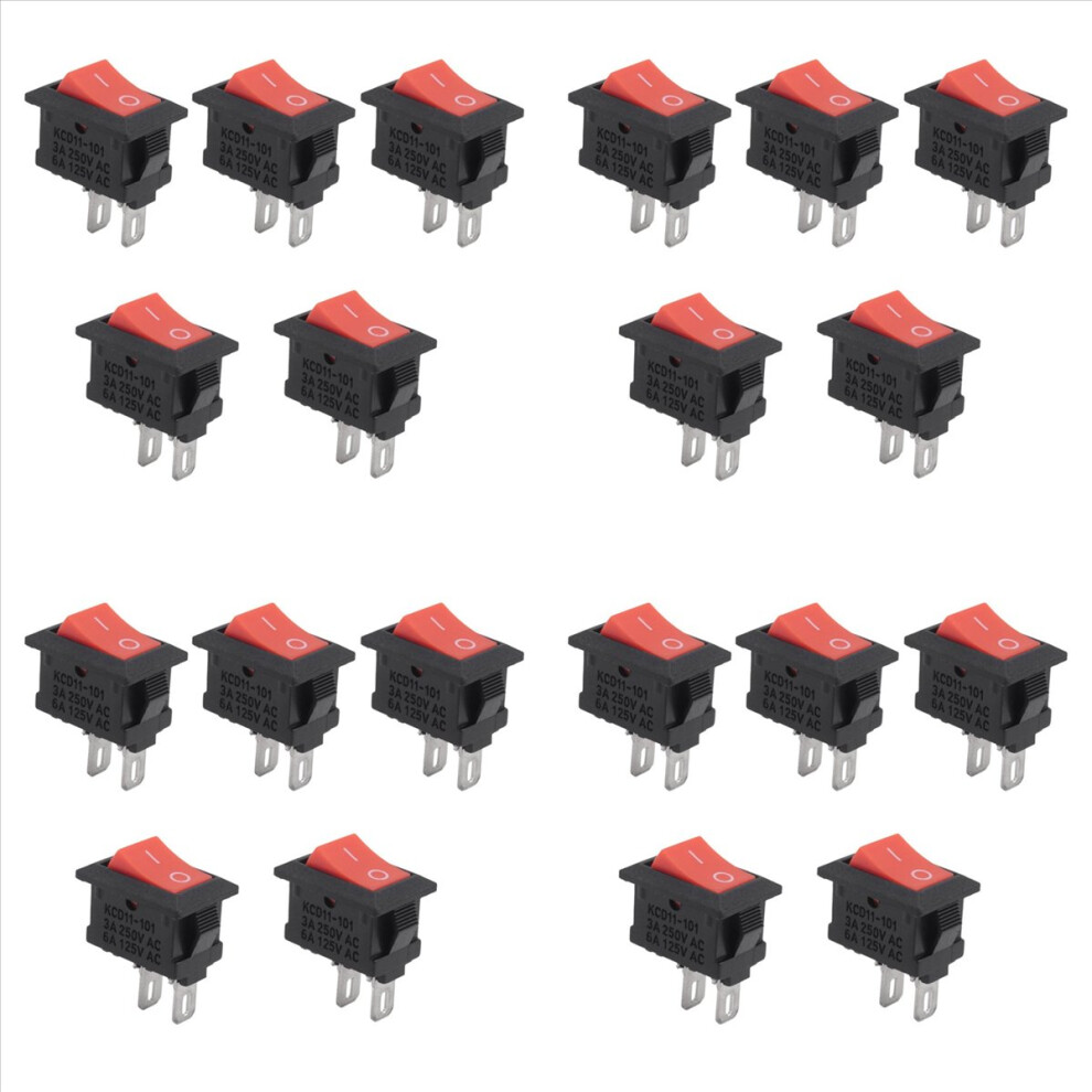 20Pcs On-Off Kcd11 2Pin 2P Black Car Rocker Switch 3A 250V 6A 125V Ac Button Kcd1-11 10X15 10X15 Kcd117 4852070728720