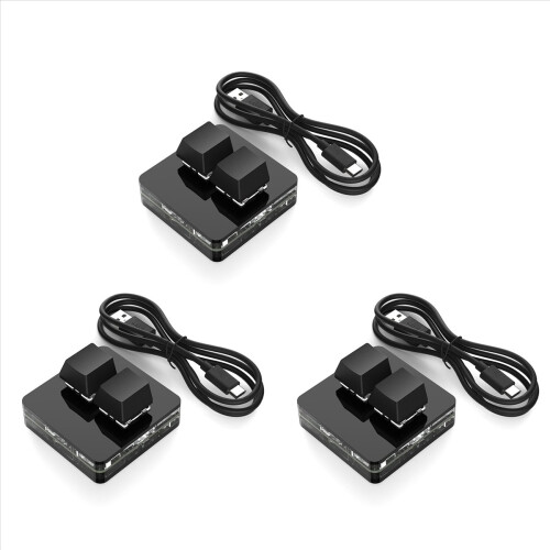 3X Custom Mini Keyboard 2 Key RGB Macro OSU Keypad Programmable Mechanical Keyboard for Gaming Working, Black Type A