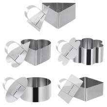 Cake Ring Molds Set, Stainless Steel MultiShape Baking Rings for Precision Desserts, 5 Shapes