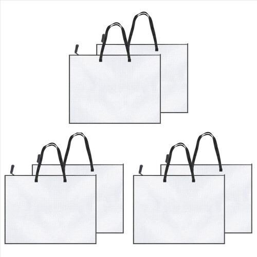 Conjunto de 6 Pastas para Portfólio de Arte 19x25 Polegadas, Ideal para Guardar Obras de Arte e Pôsteres, com Zíper e Alça.