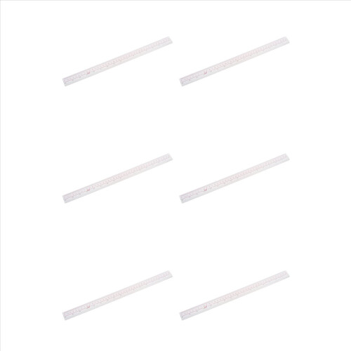 Régua reta de plástico transparente com 6 peças, medindo 40 cm (16 polegadas) de comprimento.