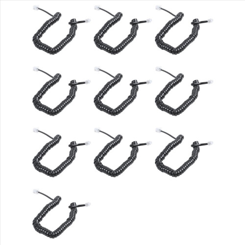 Conjunto de 10 cabos espirais pretos RJ9 de 9,3 polegadas para telefone e modem.
