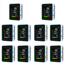 10X 5 in 1 Luchtkwaliteitsmonitor TVOC HCHO Temperatuur Vochtigheid CO2 Meter, USB Oplaadbare CO2 Detector Wit