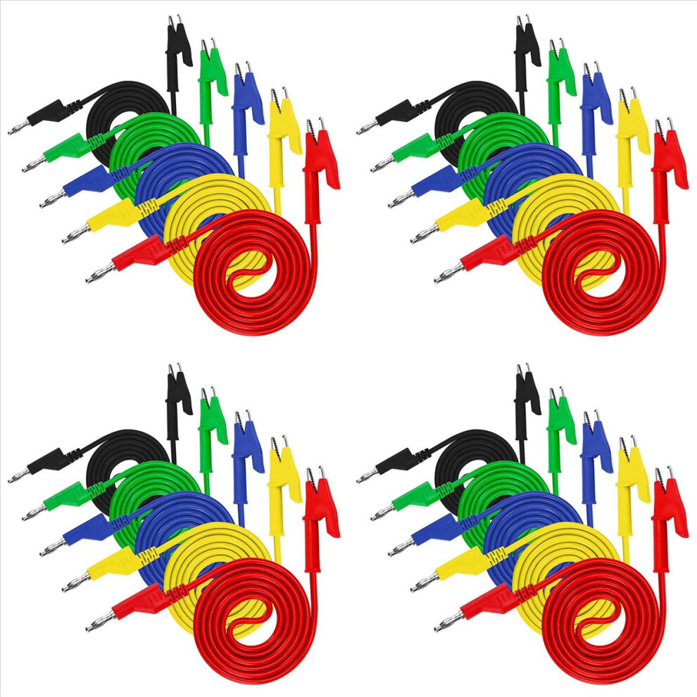 20Pcs 4Mm Multimeter Banana Plug To Alligator Clips Test Lead For Electrical Testing Wires And Alligator Clip Cable 4852070749206