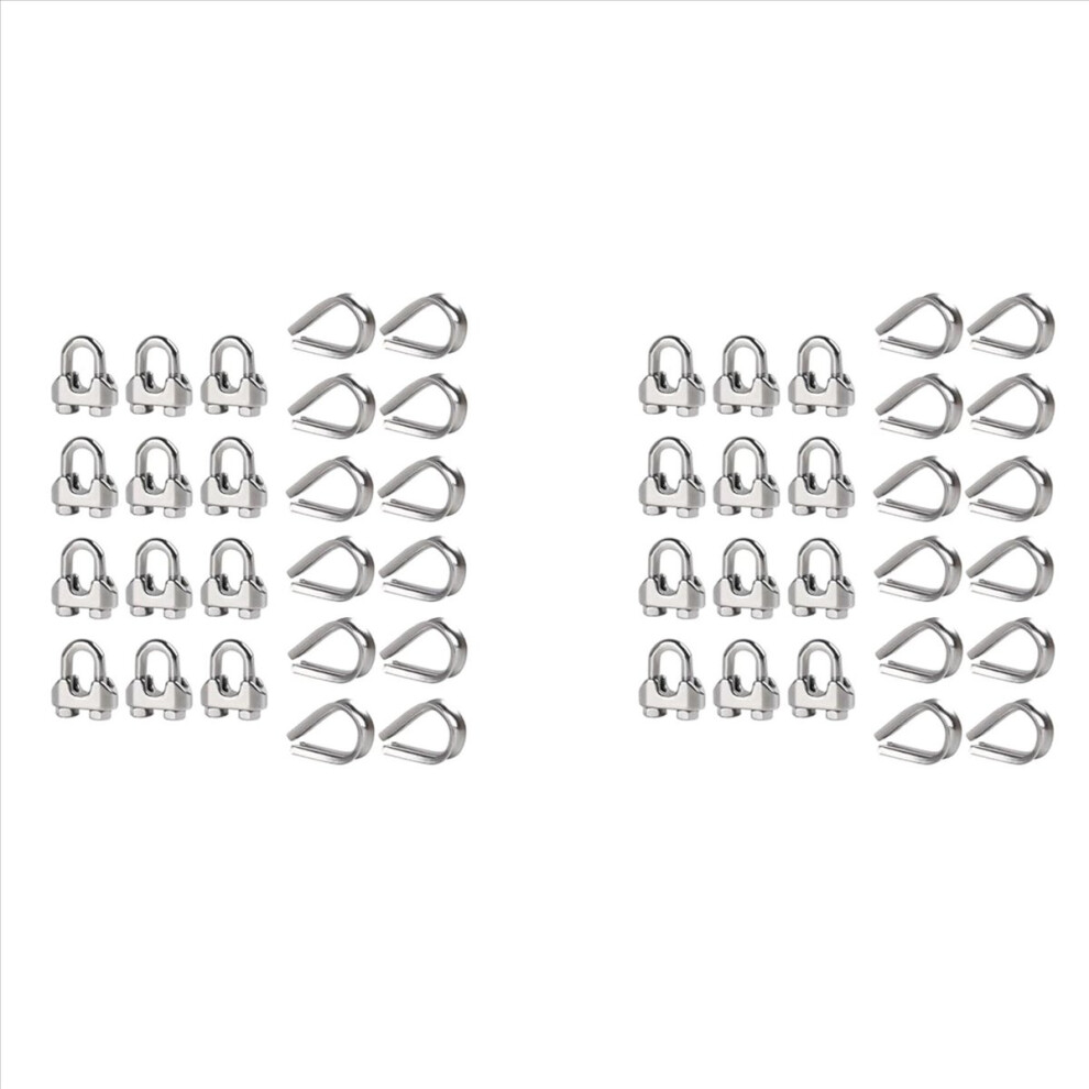 Hanger 1/4 Inch M6 Wire Rope Cable Clamp Thimble Cable Clamp Kit For 1/4 Inch Wire Rope Cable Thimble Rigging,24 Set 4852070745178