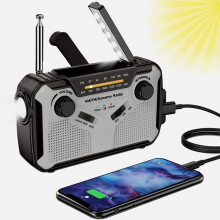 Radio portátil de supervivencia: radio meteorológica de emergencia con carga solar y manual, carga tipo C, radio portátil, linterna brillante, luz