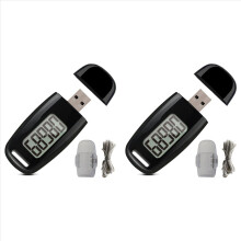 2x eenvoudige stappenteller, 3D-wandelstappenteller met oplaadbare batterij, nauwkeurige fitnesstracker, digitale stappenteller, zwart