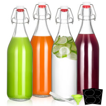 32 oz Swing Glass Beer Brewing Bottles Airtight Leakproof Seal for Kombucha Fermentation 4 Pack