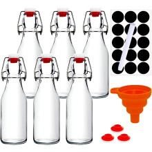 Swing Glass Bottles 8oz with Airtight Leakproof Seal for Kombucha and Homemade Drinks 6 Pack