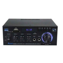 Amplificatore Bluetooth per stereo domestico, amplificatore per altoparlanti a 2 canali con doppi ingressi per microfono e telecomando, amplificatore