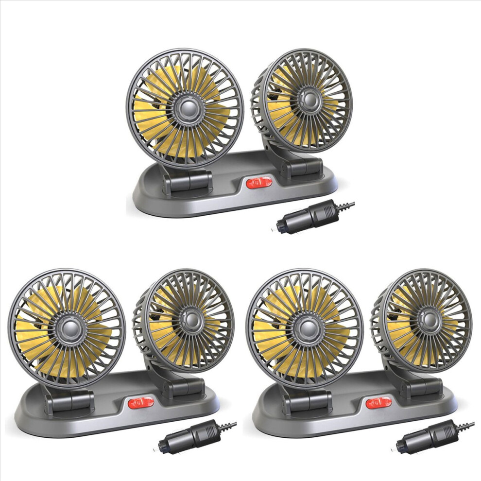 3X 12V Car Fan Double Head Fan Portable Auto Cooling Fan Cooling Big Wind Electric Fan Car Folding Fan 4852070747639