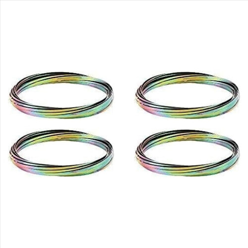 Conjunto de 4 Pulseiras Mágicas com Anéis Flutuantes de Metal (Arco-Íris)
