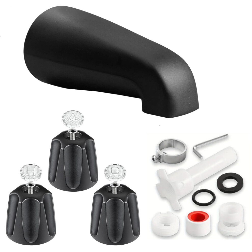 Matte Black Shower Valve Set With 3 Knobs And Adapter Replacement Kit For Pfister Verve Bathtub Faucet 9189345653315