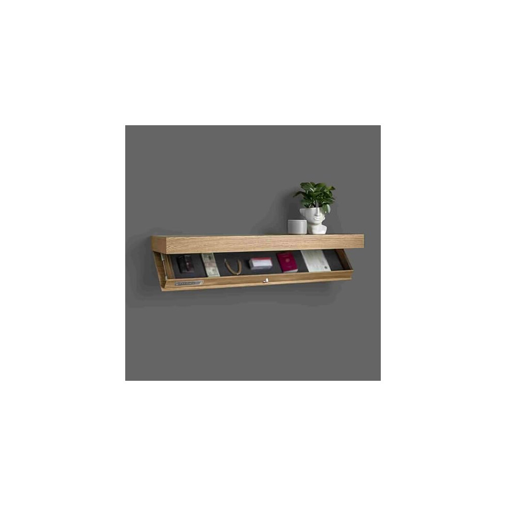 Floating Shelf With Hidden Compartment For Valuables, Modern Wallmounted Design, Yellow 9426802897753