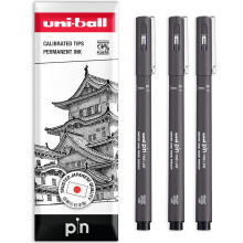 (0.1mm, Dark Grey) uni-ball PIN Fineliner Technical Drawing Pens - Set of 3
