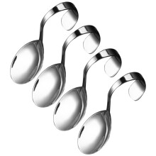 4pcs Stainless Steel Bent Handle Serving Spoons Rustproof Ergonomic Utensils for Salad Buffet and Parties