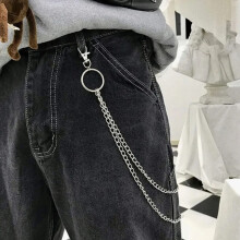 Unisex Jeans Chain for Edgy Style, 2-Layer Design Pants Chain with Non Irritating Alloy and DIY Clip On, Multi Functional Waist Chain Belt for Hip