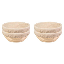 Conjunto de 4 Cestos de Fermentação com Capa de Tecido, Cesto Protetor para Pão, Tigela para Assar Fermentação Natural