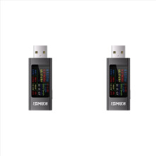 2 Amperímetros USB Multifuncionais com Display Digital, Medidor de Tensão CC, Medidor de Potência e Testador de Carregamento de Celular
