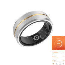 Smart Ring Health and Fitness Tracker with Heart Rate, Blood Oxygen, Sleep Monitor, IP68 Waterproof, Long Battery Life, Silver Gold US9